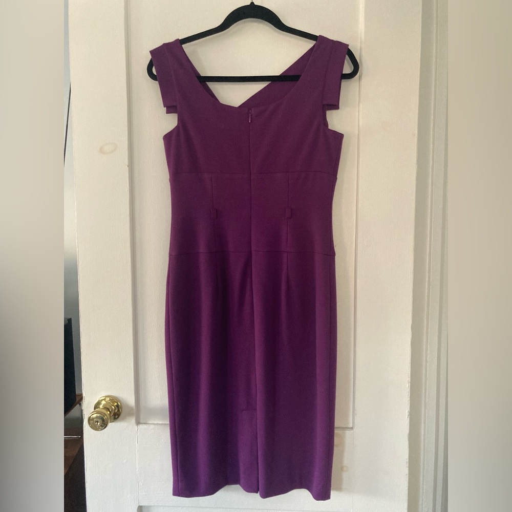 Adrianna Papell Black Halo Jackie O Purple Asymmetrical Sheath Dress - Picture 6 of 15